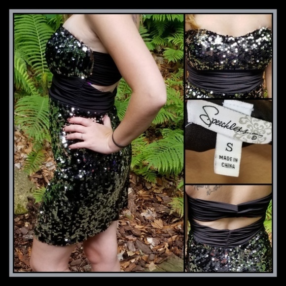 Speechless ✦ Silver & Black Sequin Strapless Dress ✦ Prom ✦ Party ✦ Sz S ✦ NWOT - Picture 6 of 9